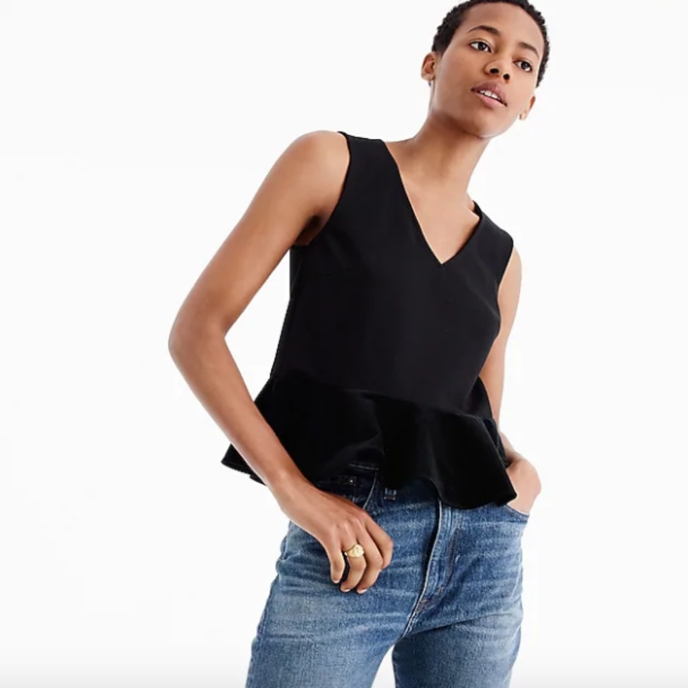 J.Crew Velvet peplum top